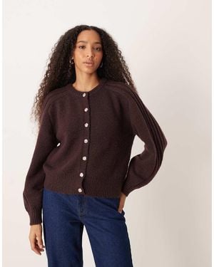 Jdy Crew Neck Cardigan With Sleeve Detail - Blue