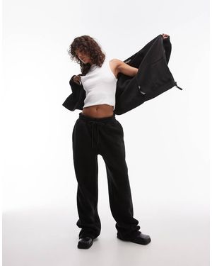 TOPSHOP Co-ord Borg Wide Leg Trouser - Black