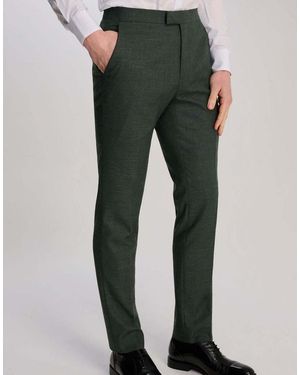 Harry Brown Sandro Slim Fit Linen Look Suit Trousers - Green