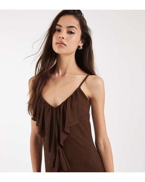 Vero Moda Frill Trim Cami Midaxi Dress - Brown