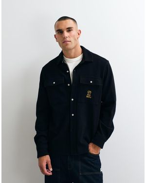 Parlez Camisa Estampada De Manga Larga De Punto Gofrado En - Azul