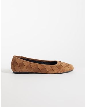 ASOS Lowell Premium Suede Woven Ballet Flats - White