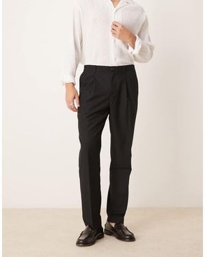 Mango Regular Fit Pleat Detail Trousers - Black