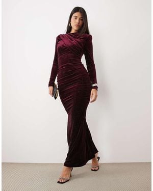 Ruched & Ready Vestito Lungo Bordeaux - Rosso