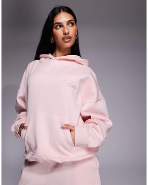 Kaiia Studio Embossed Back Logo Oversized Hoodie Co-Ord - Pink