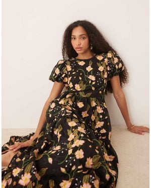 Sister Jane Dream Embroidered Floral Maxi Dress - Brown