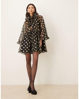 Sister Jane Swing Polka Dot Organza Mini Dress - Natural