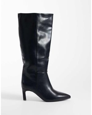 SEQWL Botas Negras Hasta La Rodilla Con Tacón Bajo-Negro