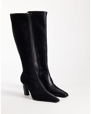 ASOS Crescent zweifarbige kniehohe stiefel mit absatz - Schwarz