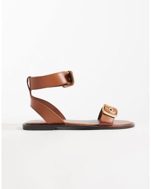 Mango – flache sandalen aus 100% reinem wildleder - Braun