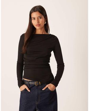 Gina Tricot Asymmetric Long Sleeve Top - Black