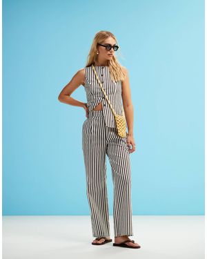 4th & Reckless Pantalon droit ajusté d'ensemble à rayures - marron - Bleu