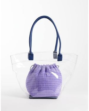 ASOS Bolso Tote Transparente Con Bolsa Interior-Morado