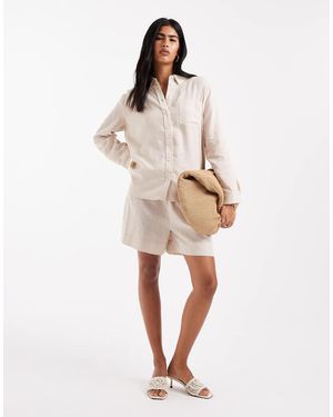 ONLY Linen Rich Oversized Shirt Co-ord - Natural