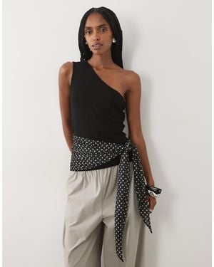 ASOS Off Shoulder Top With Ditsy Contrast Sarong - Black