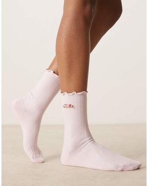 Boux Avenue Calcetines Claro Con Detalle De Flor De Punto Pointelle De - Rosa
