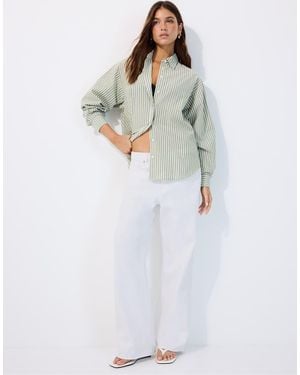 Stradivarius Adjustable Regular Poplin Shirt - White