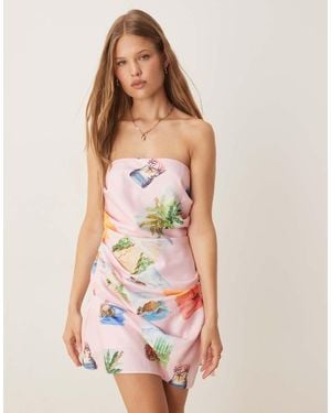 ASOS Manipulated Bandeau Mini Dress - White
