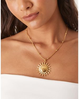 ASOS Waterproof Stainless Steel Necklace With Sun Pendant - Brown