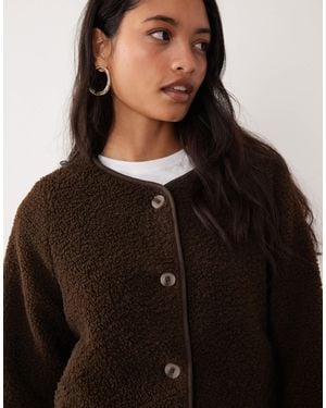 Vila Teddyjacke mit knopfleiste - Schwarz
