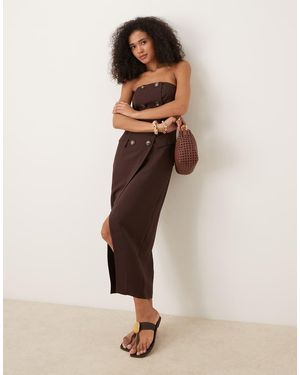 ASOS Bandeau Trench Style Pencil Midi - Natural