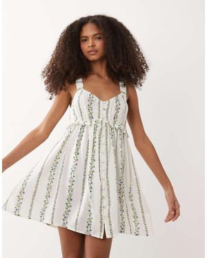 Wednesday's Girl Mini Jurk Met Bloemenprint - Wit