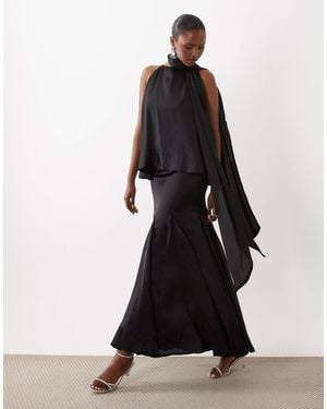 ASOS Layered Tiered Cami Maxi Dress With Scarf Detail - Black