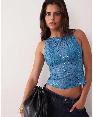 Motel Dudley Top Con Paillettes - Blu