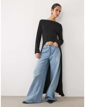 ASOS Asym High Low Hem T-shirt - Blue