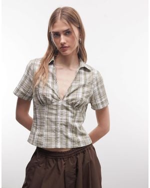 Collusion Fitted Cinched Waist Shirt - Gray