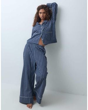 ASOS Conjunto De Pijama Tejido De Manga Larga A Cuadros Azules