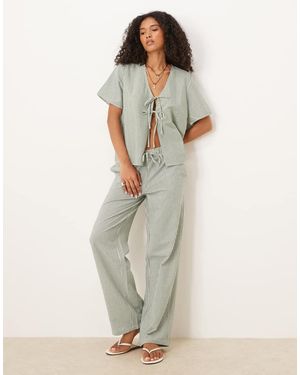 Jdy Seersucker Trousers Co-ord - Green