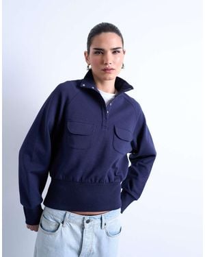 TOPSHOP Sweater Met Opstaande Boord En Zakdetail - Blauw