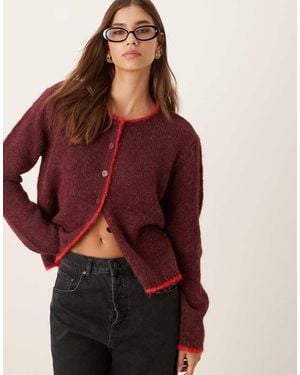 Jdy Contrast Hem Detail Cardigan - Red