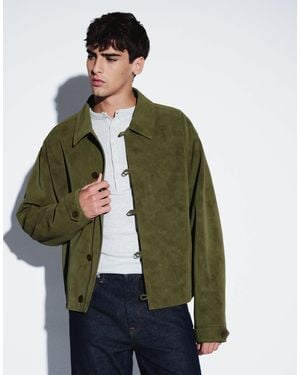 ASOS Oversized Suede Harrington Jacket - Green