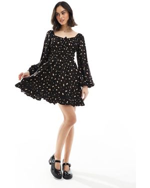 Miss Selfridge Shirred Waist Mini Dress - Black