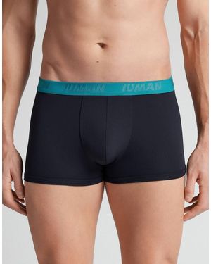 Intimissimi Microfibre Boxers With Logo - Blue