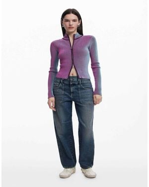 Desigual Veste en maille à double fermeture éclair - Violet