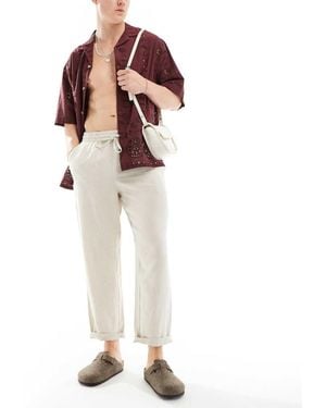 Cotton On Relaxed Straight Leg Linen Trousers - White