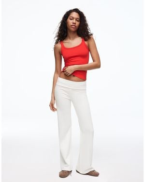 Bershka Flared Plush Trousers With Patch