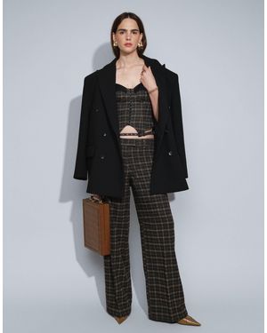 AFRM Cove Wool Mix High Rise Asymmetric Belt Detail Straight Leg Trouser Co-ord - Black