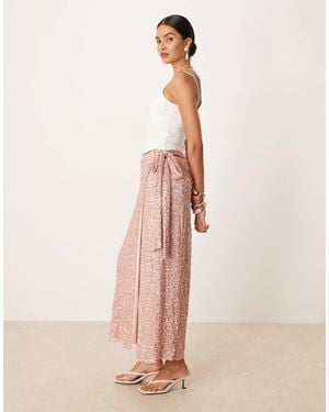 Maya Embellished Wrap Midi Skirt - Pink