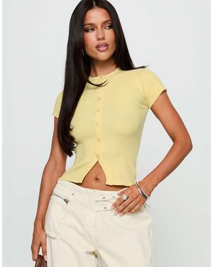 Princess Polly Top Con Botones De Canalé Fino Suzu De - Amarillo