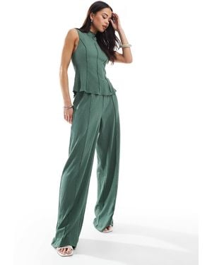 Vero Moda Textured Jersey Seam Front Trouser Co-ord - Green