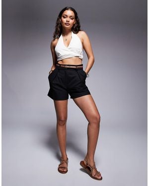 River Island Belted Tailored Shorts - Gray
