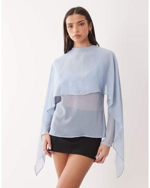 ASOS Blusa Transparente Con Detalle De Fular De Chifón De - Azul