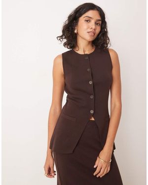 Pretty Lavish Longline Knit Waistcoat Co-Ord - Brown