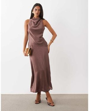 ASOS Cowl Halter Midaxi Dress - Brown