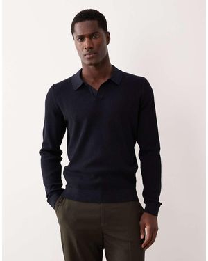 Mango Cotton Mix Ribbed Polo Top - Blue