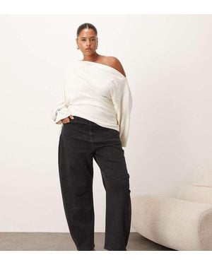 ARRANGE Curve Eden Barrel Leg High Waist Hotfix Jean - White